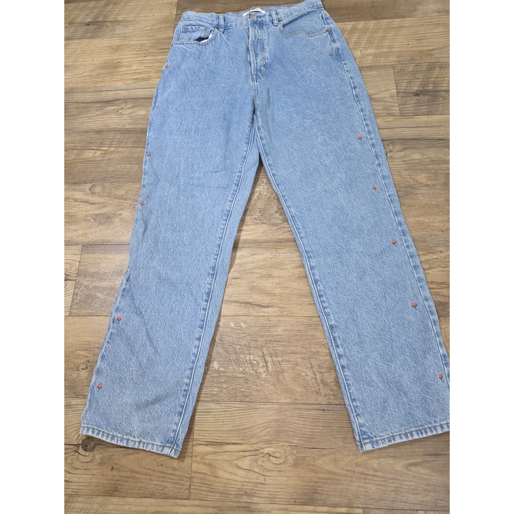Pacsun Eco Light Jeans Women's Size 29x28 Dad Jeans Dainty Flowers Embroidered